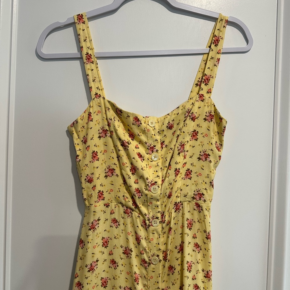 Reformation Yellow Floral Persimmon Midi Dress - Picture 4 of 8